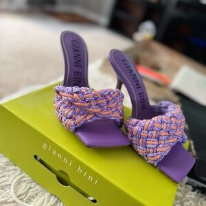 Gianni Bini Purple and Orange Braided Heels